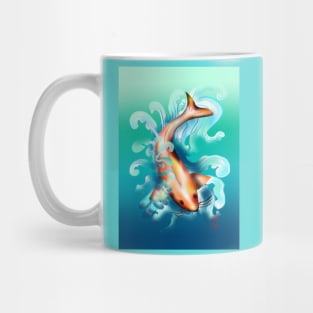 Koi carp with aqua waves Mug